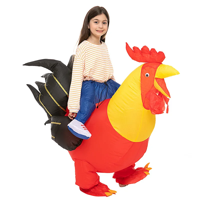 Red Rooster Costume Kids Purim Party Cosplay Ride Inflatable Cock Costumes Halloween Carnival Party Child Animal Birthday Dress