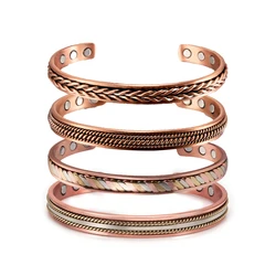 Twisted Pure Copper Magnetic Bracelet Benefits Adjustable Cuff Bangles for Men Women Anthritis Pain Relief Health Energy Jewelry