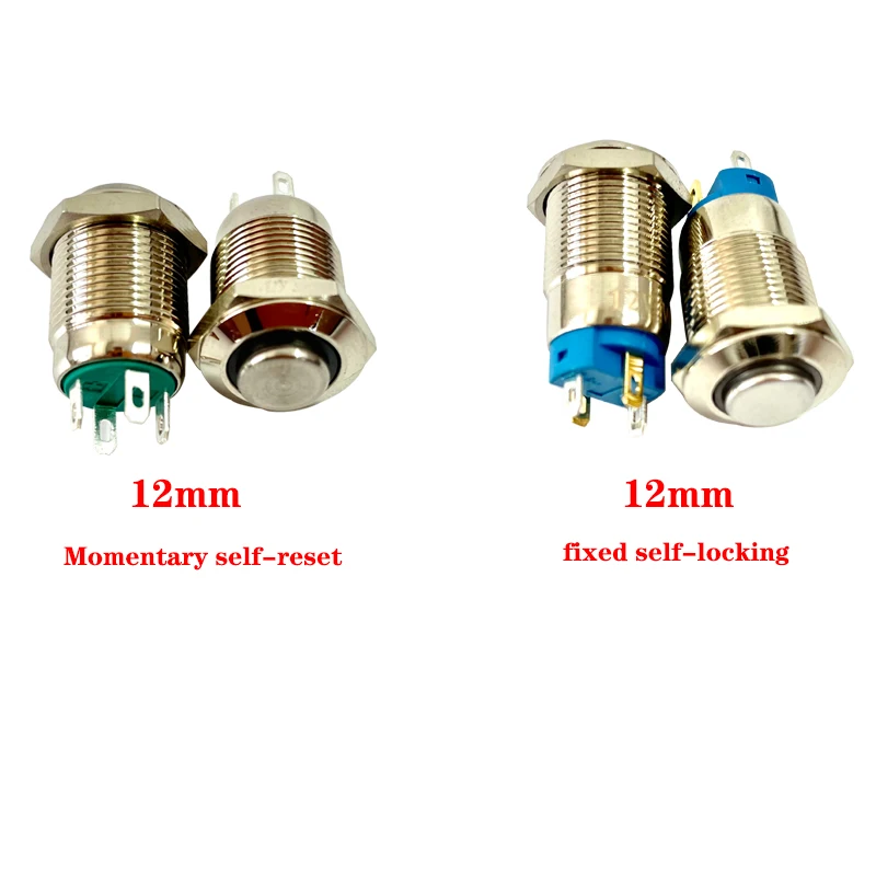 12/16/19/22mm Metal Push Button Switch High Head Ring Lamp Power Symbol Button Waterproof LED Light Self-Lock Self-Reset Button
