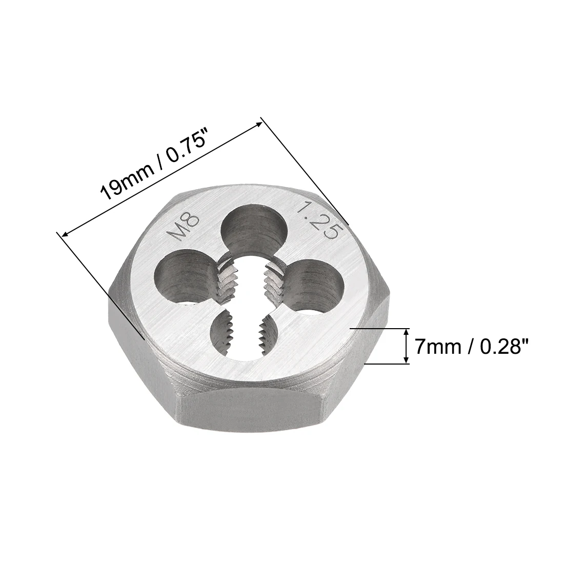 Uxcell M8x1.25 Pitch Carbon Steel Metric Hexagon Taper Pipe Hex Rethreading Die