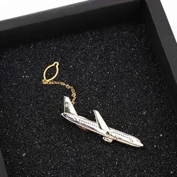 1 PC Simple Man's Tie Clip New Arrivals Golden Plating Airplane Shape Pilot High Quality Plane Cufflinks Stick Pin Wedding Gift