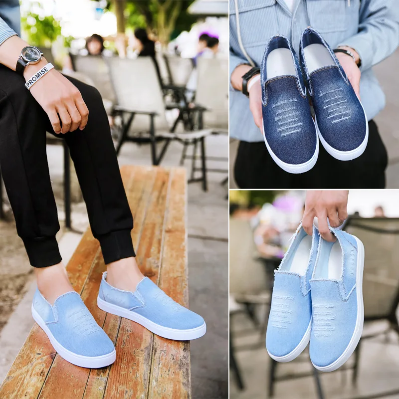 New Spring Autumn Canvas Shoes Men Fashion Denim Shoes Slip-on Mens Casual Shoes Hot Sale Ins Cool Shoes Male Loafers