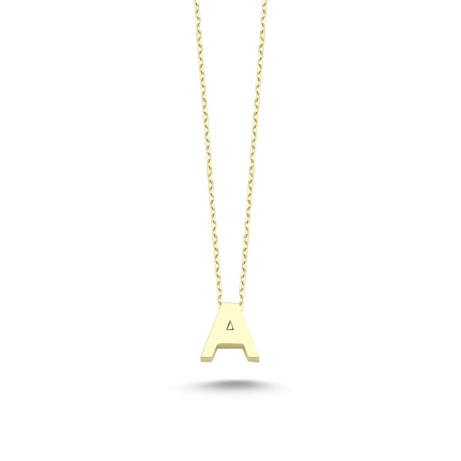 14K Real Gold Minimalist Alphabet Initial Letter Necklace, 7 mm diameter 45 cm chain length letter pendant