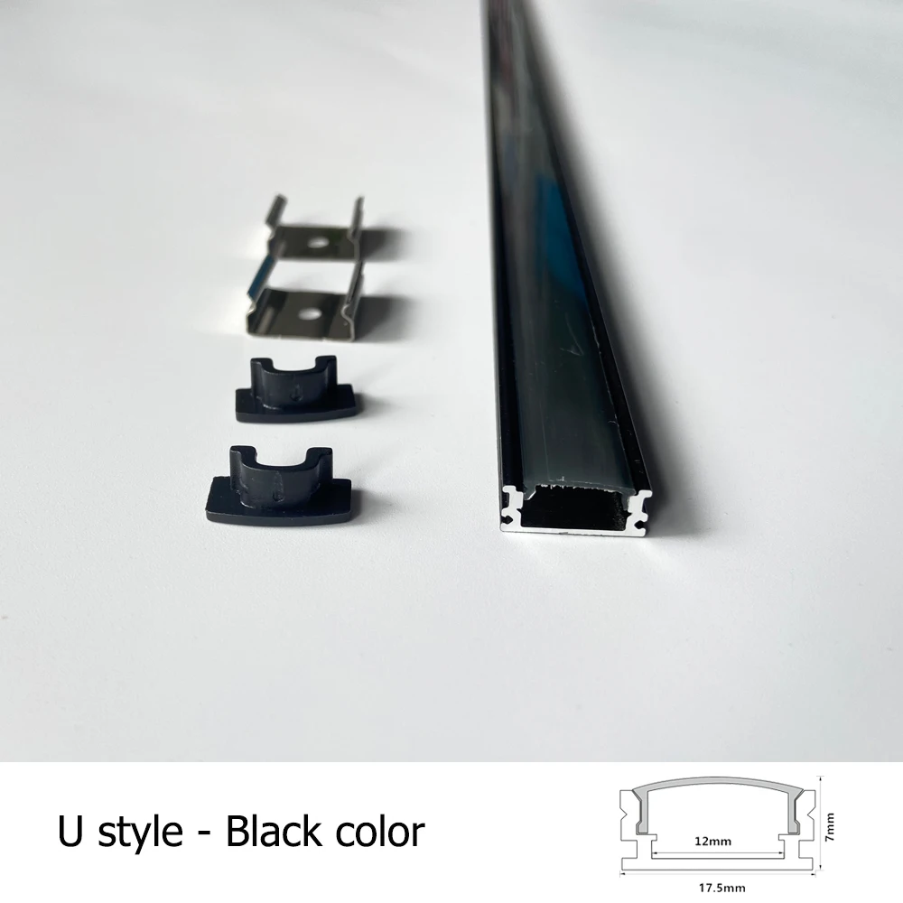 CENFAYA 5–35 Stück silber/schwarzes LED-Aluminiumprofil, 0,5 m/Stück, LED-Kanalhalter, Diffusor, PC-Abdeckung, U/V/W-Form, Ecke f 2835, 5050, COB-Licht 10