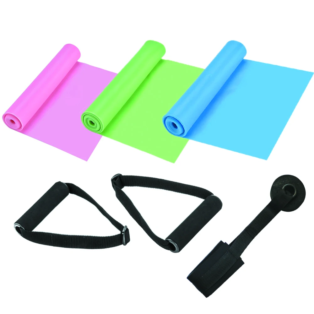 Fitness Exercise Resistance Bands Set with Handle and Door Anchor, 3pcs Band Different Resistance Level