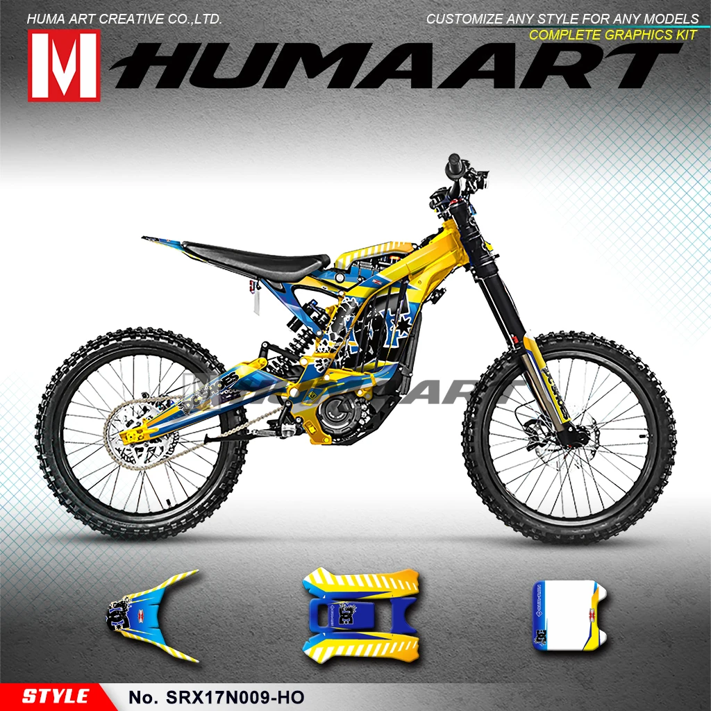 

HUMAART Personalised Stickers Custom Decal Graphic Kit Wrap for Sur-Ron Light Bee X/S Dirt eBike Segway X160 X260, Yellow Blue