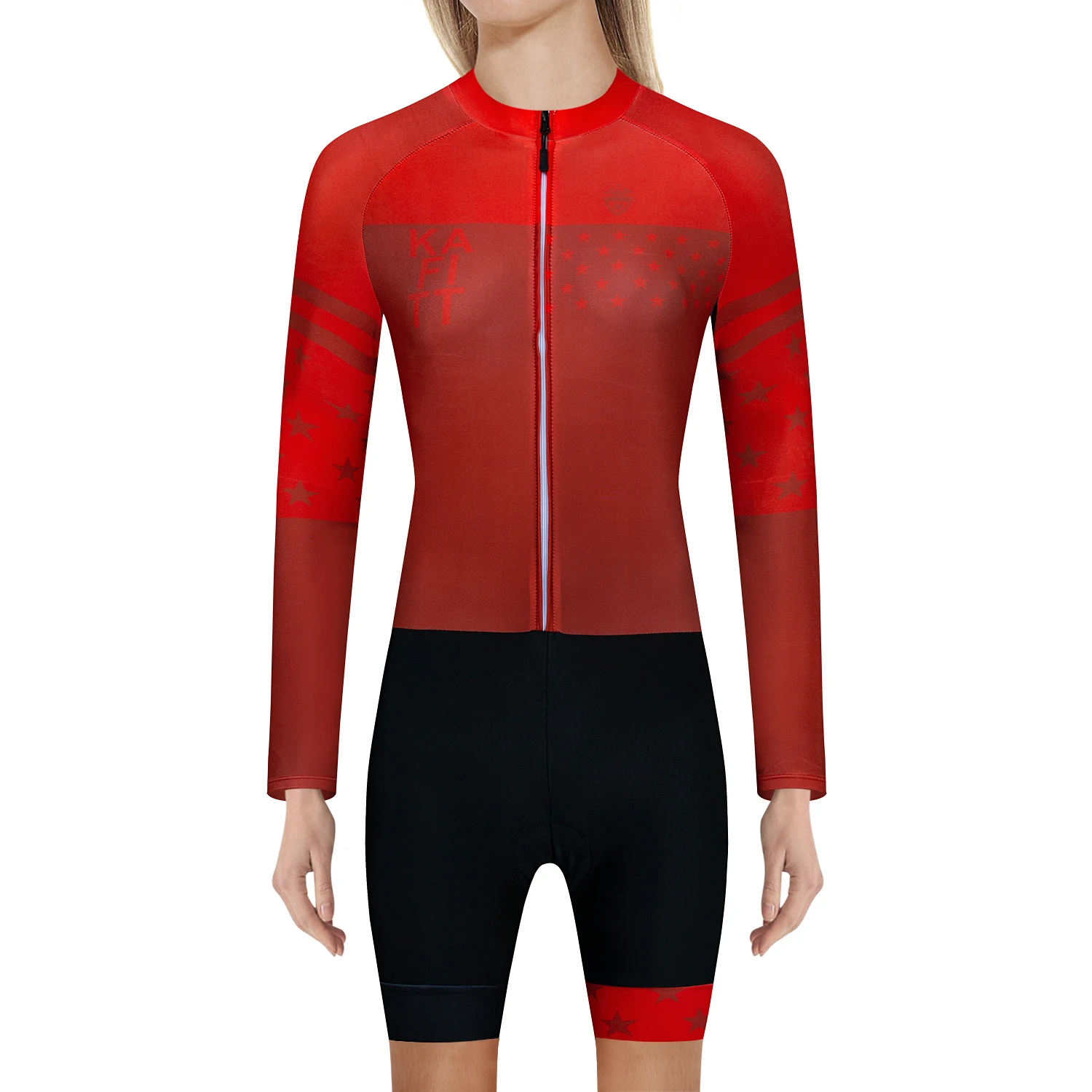 2020-KAFITT-Women Little Monkey Cycling Jersey Jumpsuit Cycling Summer Long Sleeve Suit 20DHEL Breathable Pro