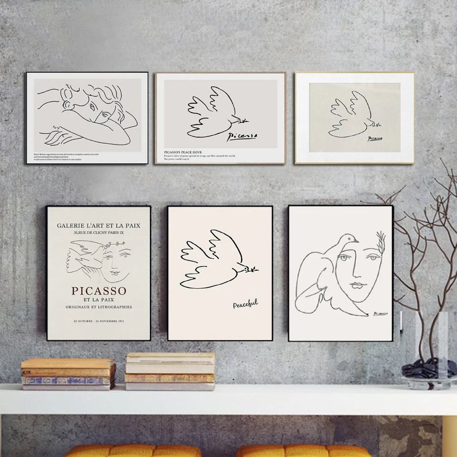 Classical Picasso Abstract Minimalist Line Figures Wall Art Canvas Paintings Wall Pictures Prints Posters Living Room Home Decor