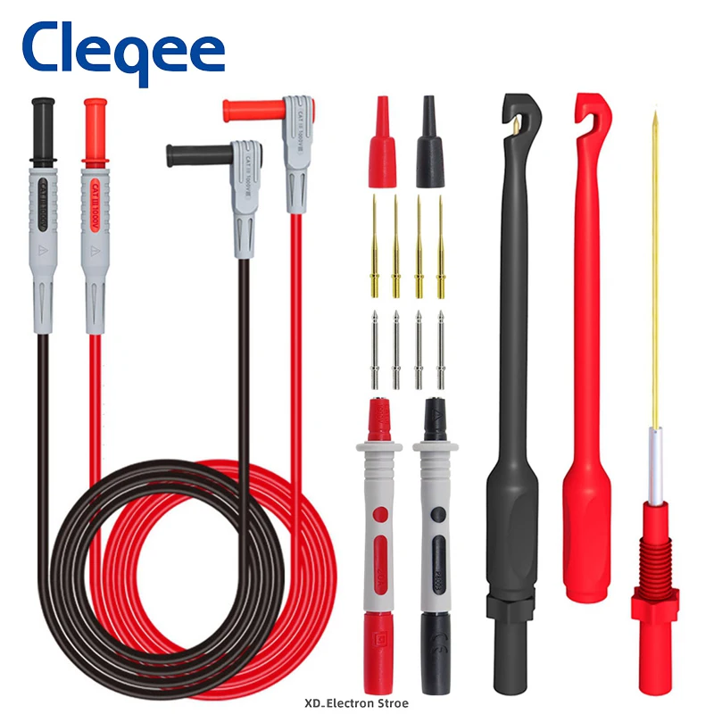 Cleqee P1033B Multimeter Test Probes Leads Kit with Wire Piercing Puncture 4mm Banana Plug Test Leads Test Probes