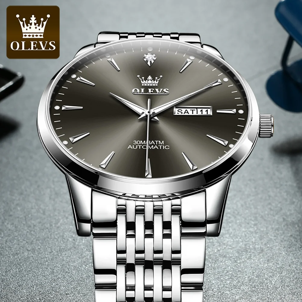 OLEVS 2024 New Luxury Men Mechanical Wristwatches Waterproof Automatic Watch Stainless Steel Sports Business Watch for Men 6635