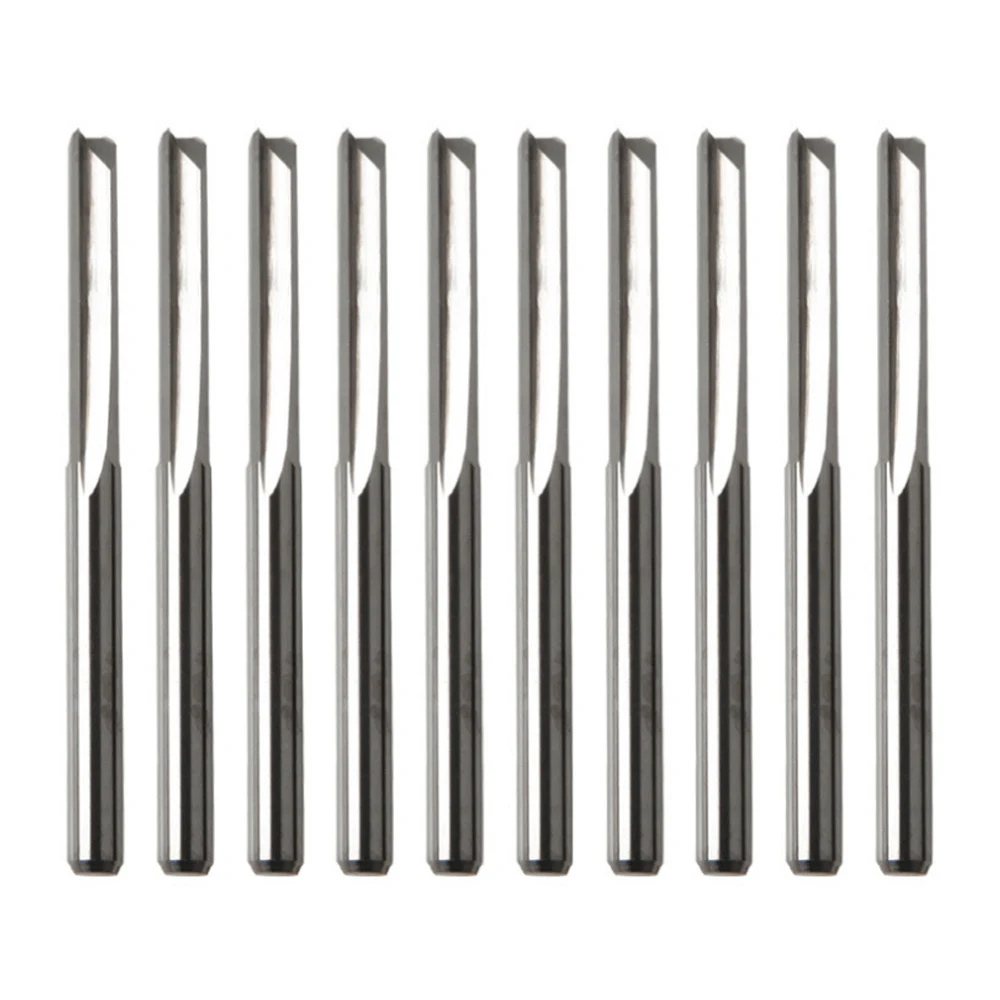 10Pcs Tungsten Steel CNC Router Bits 2 Flute Straight Slot Wood MDF Milling Cutter 3.175mm Shank Diameter