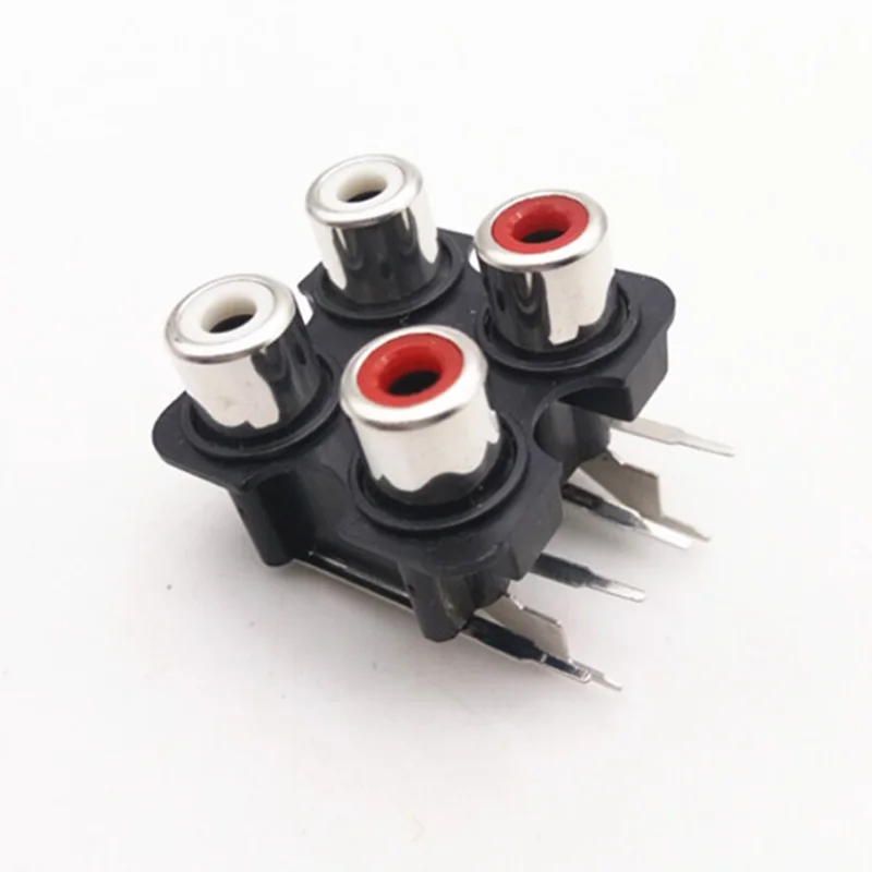 2pcs 4 hole RCA Female Stereo audio Jack AV Audio input socket Connector Lotus row Amplifier Interface Signal connection