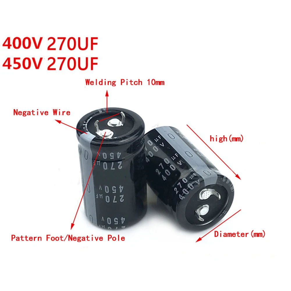 2pcs 450V/270UF Nichicon Capacitors Pitch 10mm 270UF 450V 22X50 25X40 25X45 25X50 30X30 30X35 30X40 30X50 35X25 35X30 35X35mm