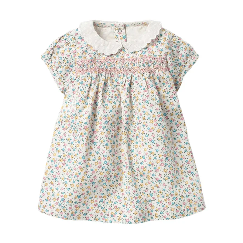 Little maven 2024 New Baby Girls Floral Summer Dress Cartoon Flowers Children\'s Clothing Vestidos for Kids Casual Clothes