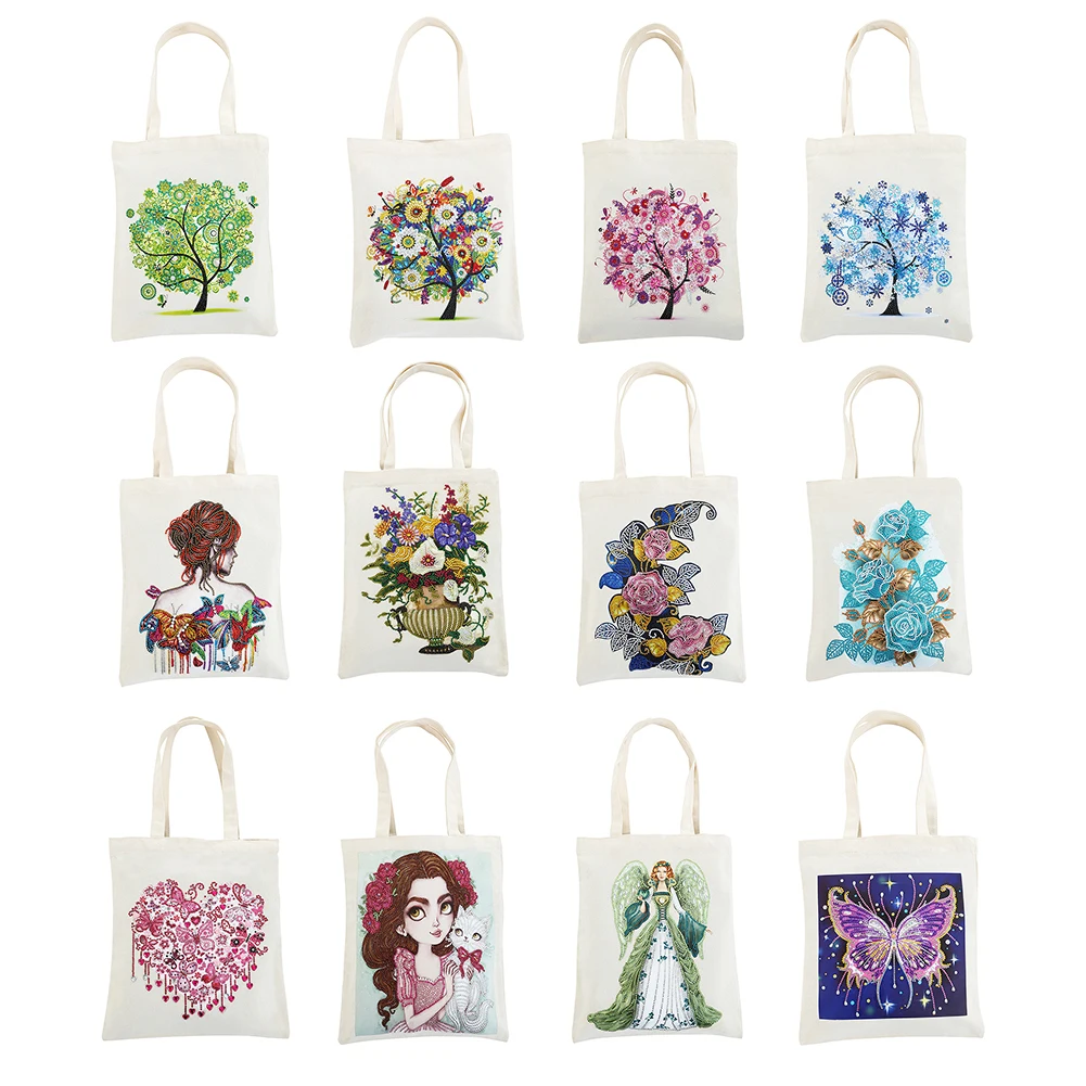 5D DIY Diamond Painting Handbag Mosaic Drill Eco-friendly Shopping Storage Bags Cross Stitch Grocery Tote Home Craft Organizer