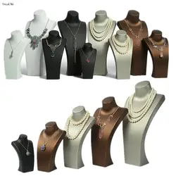 Pu Leather Portrait Neck Display Stand Bust Model Jewelry Pendant Shelf Jewelry Photo Props Jewelry Organizer