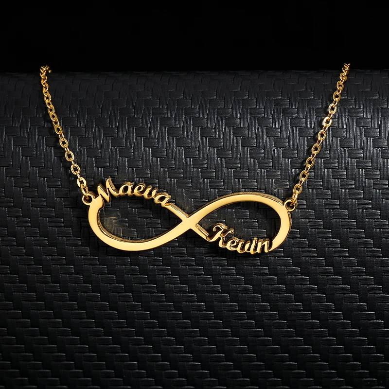 

Personalized Custom Name Infinite Necklace Collares Bijoux Customized Nameplate Gold Color Necklaces For Women Bridesmaid Gift