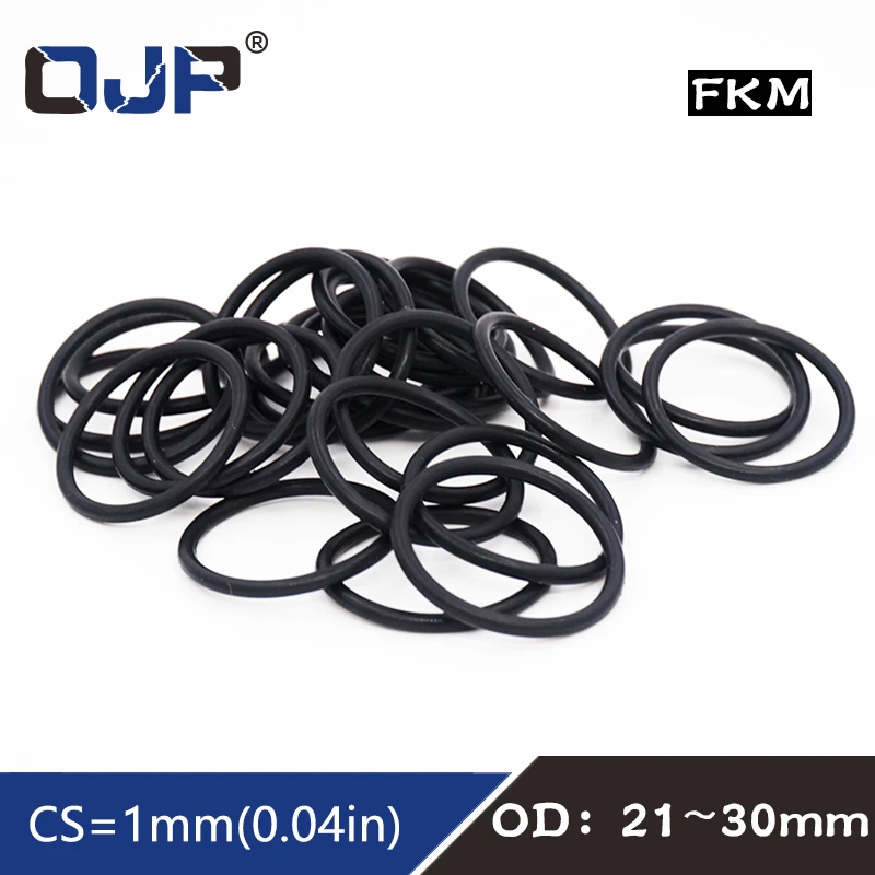 5PCS/lot Fluorine rubber Ring Black FKM O ring Seal 1mm Thickness OD21/22/23/24/25/26/27/28/29/30mm Rubber Seal Gasket Washer