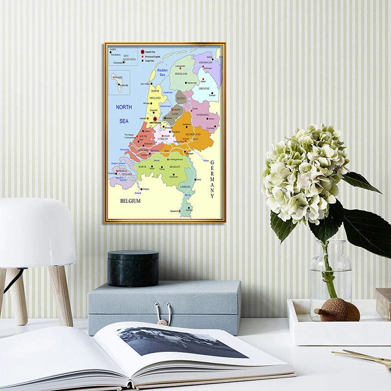 Muur Poster Nederlandse Serie Nederland S Kaart Canvas 42*59Cm Duidelijk En Gemakkelijk Te Lezen Muur Schilderen Voor schoolbenodigdheden