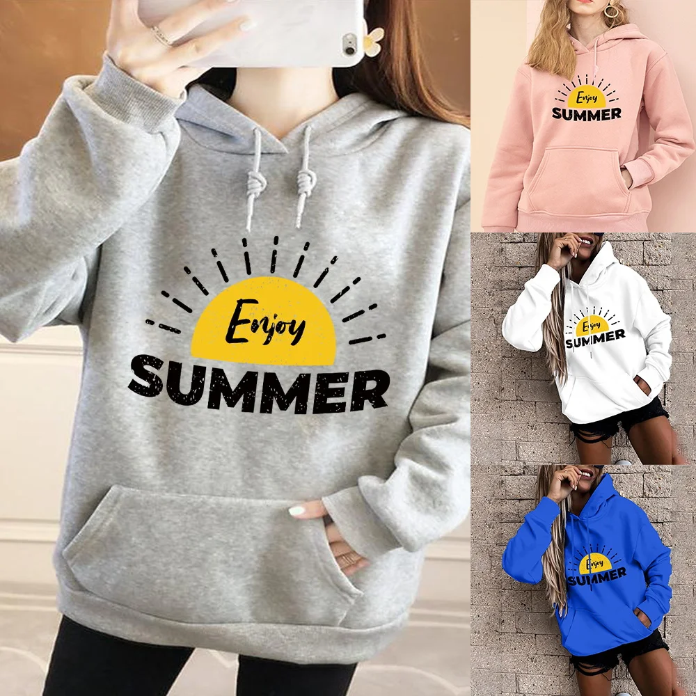 

Women's Fashion Hoodie English Word Printing Harajuku Casual Girls Loose Oversized Long Sleeve Pullover Women's Sports Hoodies