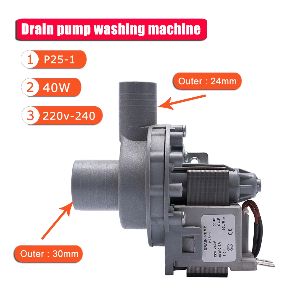 40W washing machine high pressure drain pump motor 30mm/24mm 220V 50HZ