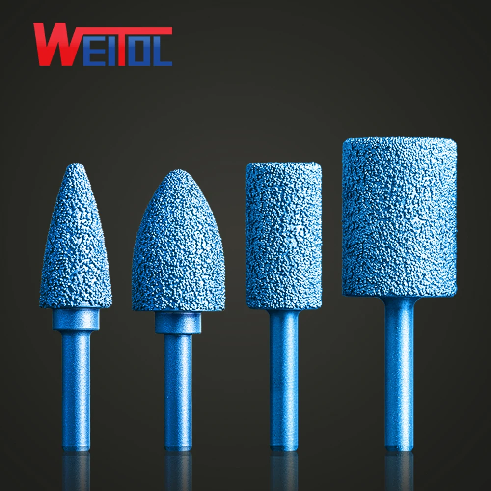 Weitol 6mm Diamond Brazed Grinding Head Burrs Bit for Metal Marble Blue Type 1200