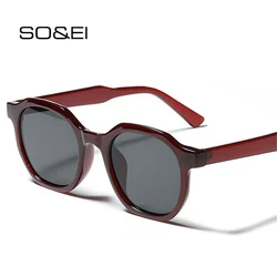 SO&EI Fashion Square Women Sunglasses Vintage Glasses Frame Trending Clear Tea Beige Eyewear Men Shades UV400 Sun Glasses