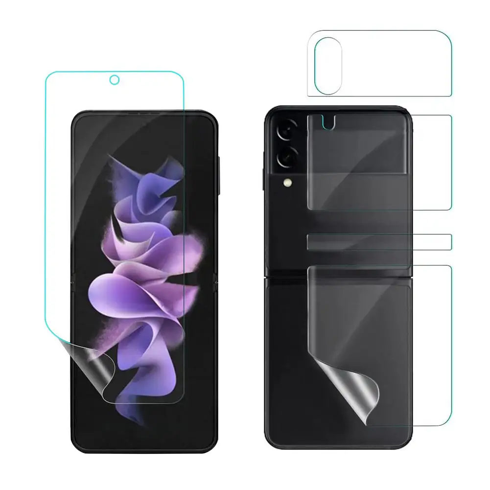 3 In 1 Soft Hydrogel Film For Samsung Galaxy Z Flip 3 5G Front Back Sreen Protector Film HD Transparent For Galaxy Z Flip3