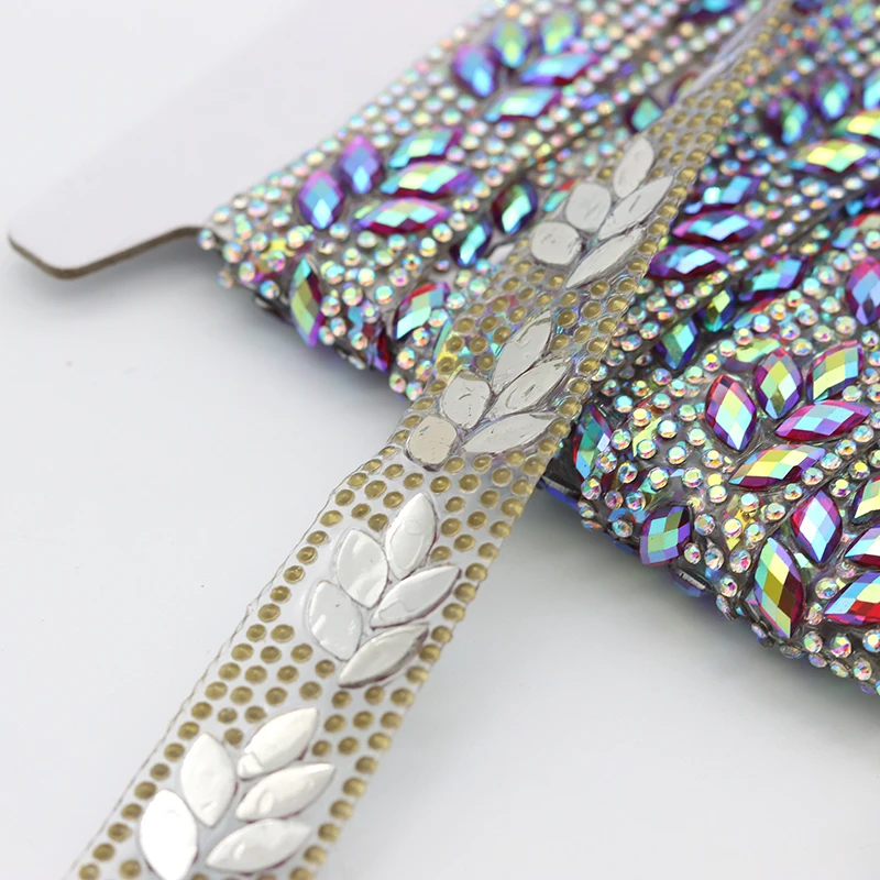 1 Yard Crystal chain trim crystal Hot Fix Rhinestone Tape applique Ribbon With Rhinestones Iron On Appliques For Dresses