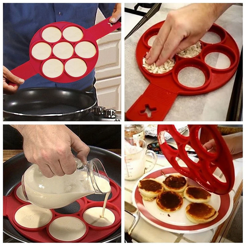 Pancake Maker Multiple shapes 4 Holes Nonstick Silicone Baking Mold Ring Fried Egg for family cooking