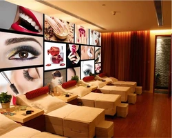 WELLYU wall paper European and American classic wallpaper fashion beauty salon eyebrows nail tooling background 3d wallpaper3D