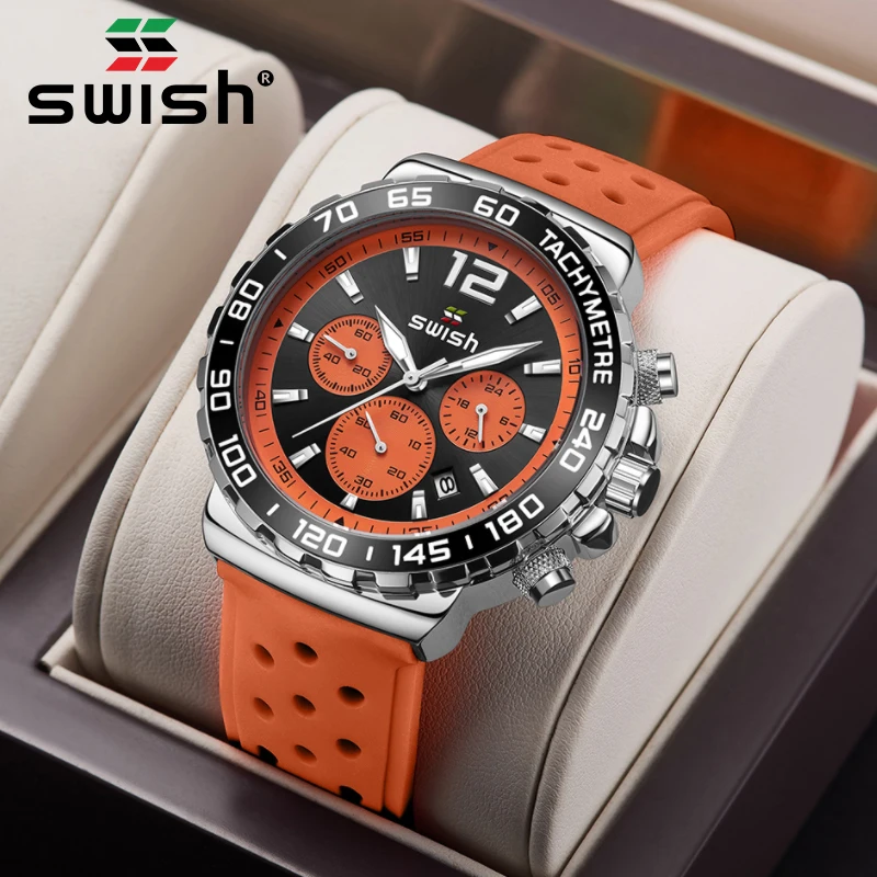 

SWISH Men Watches Waterproof Sports Watch Silicone Strap Chronograph Quartz Clock Relogio Masculino 2022