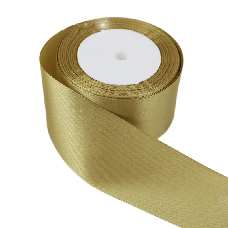 (25 yards/roll) pale gold Satin Ribbon Wholesale Gift Wrapping Christmas ribbons