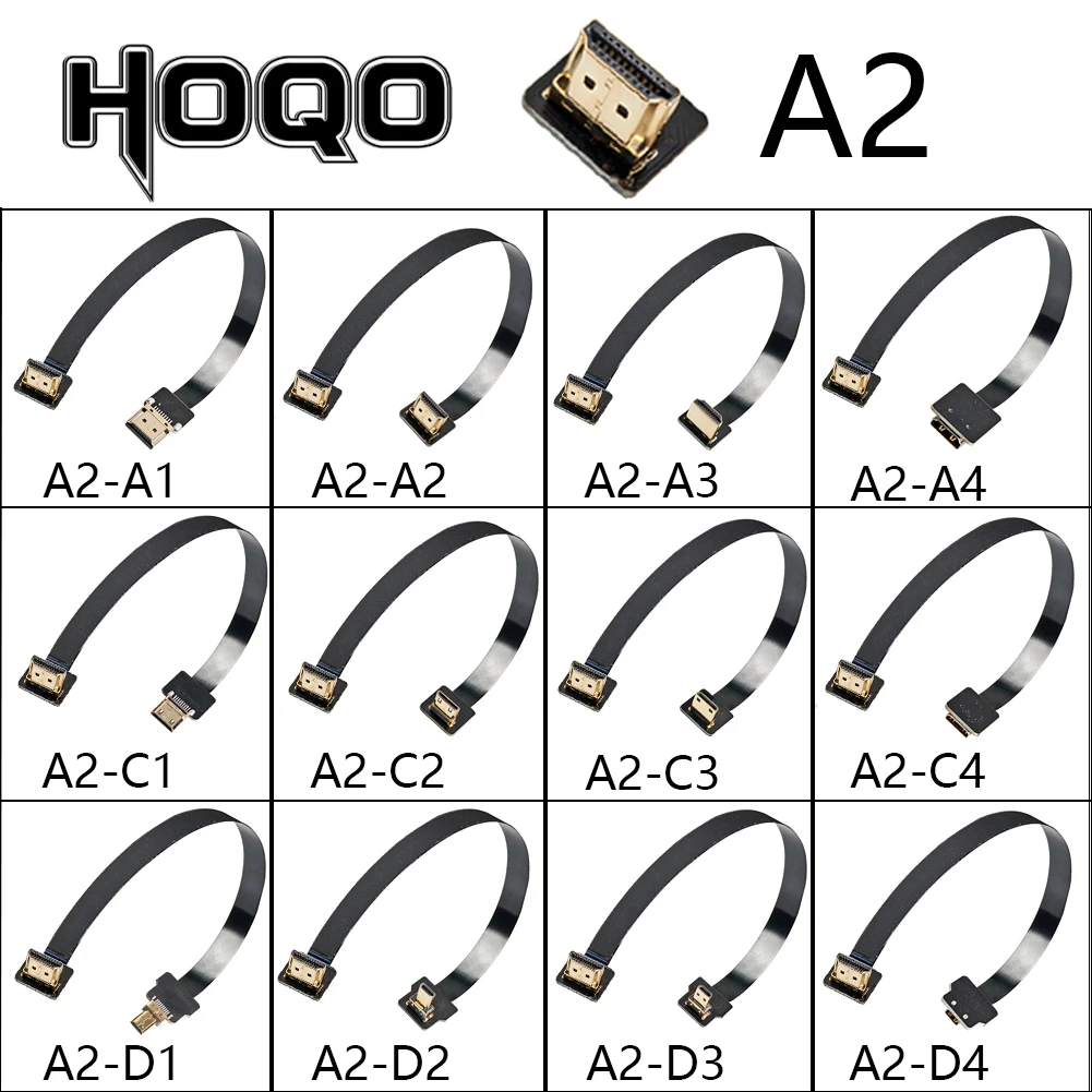 Seria A2 Super krótkie fpc ffc HDcord,ultra cienki płaski fpv kompatybilny z HDMI kabel elastyczny mini hdmi do micro hdmi wstążka drut 10cm/5cm Krótki elastyczny do kamery wideo HDTV przewód