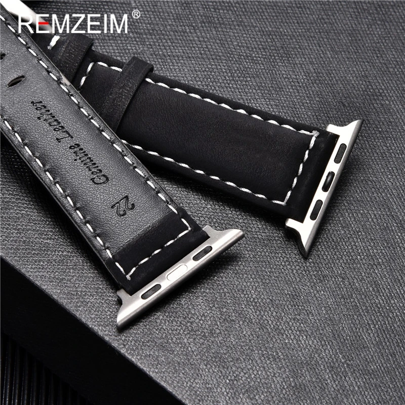 Leather Strap For Apple Watchband 41mm 42mm 38mm Watch Band 4 5 6 7 45mm 44mm 40mm iwatch Belt 3/2/1 Bracelet Black Blue Green