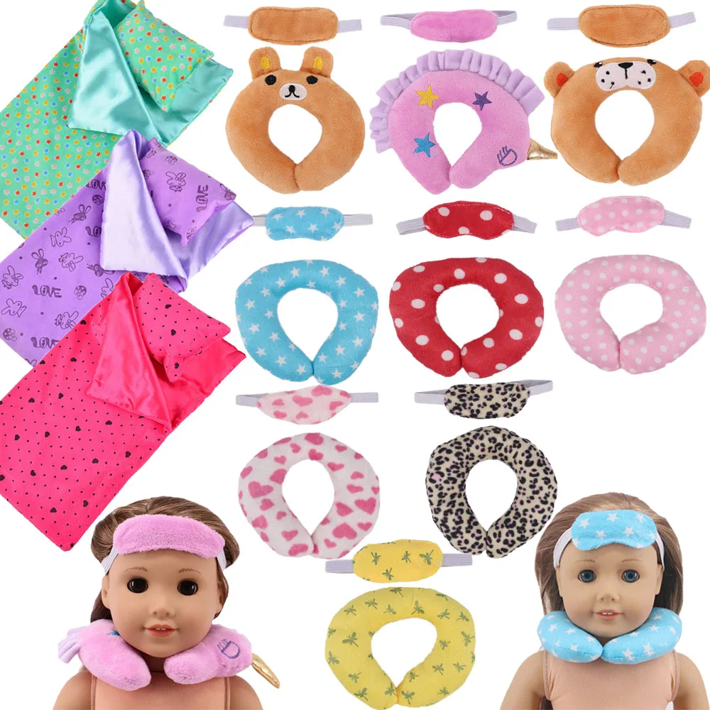 Doll Accessories Sleeping Bag Eye Mask U-shaped Pillow For 18Inch American Doll 43Cm Reborn Baby Clothes Generation Girl's Gifts