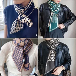 Houndstooth 2021 New Plaid Luxury Brand Knitted Scarf Scarf Women Winter Scarf Long Skinny Small Scarf Female Neckerchief Scarf