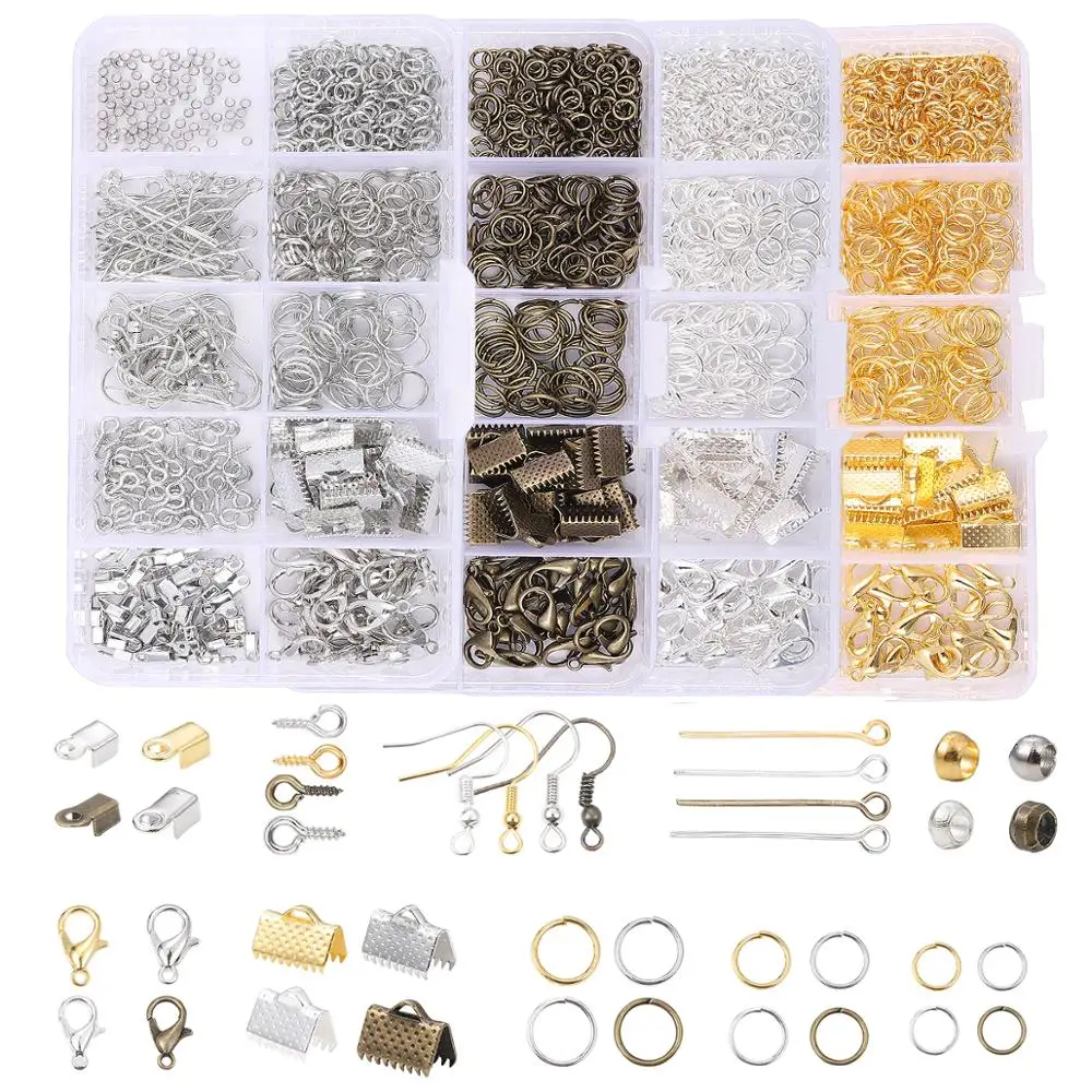 10 Grids Boxed DIY Jewelry Basic Accessories Lobster Clasp Open Jump Rings Jewelry Making Supplies Kit