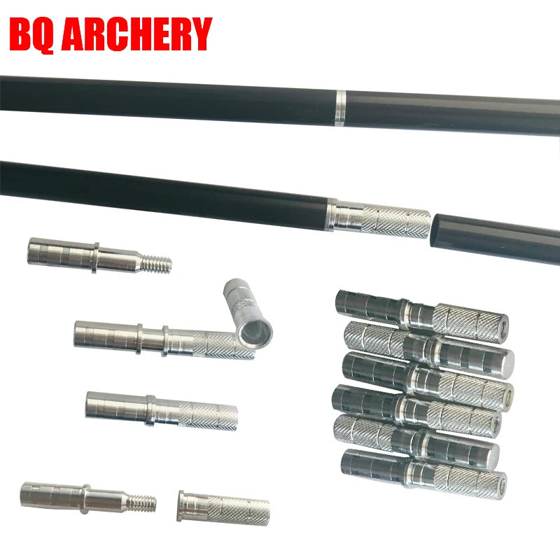 Linkboy-Archery Insert for Take-Down, Carbon Shaft, Compound Bow Hunting, Aluminum, ID6.2mm OD7.6mm, 12Pcs