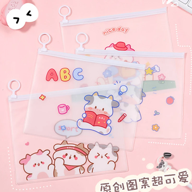 Kawaii Cartoon Large Pencil Case Stationery Storage Bags plastic Pencil Bag Cute Makeup Bag School Supplies for Girl Kids Gift