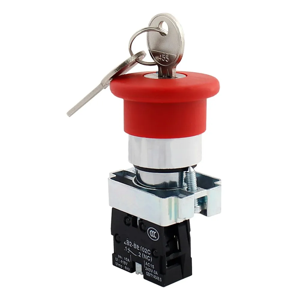 

XB2BS142C Key Released 1N/C Red Emergency Stop Mushroom Push button Replace