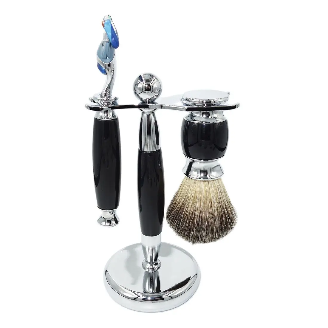 iRAZOR Luxury Men's Wet Shaving and Hair Removal  5-Layer Safety Razor New Design Resin Handles with Soft Pure Badger Brush