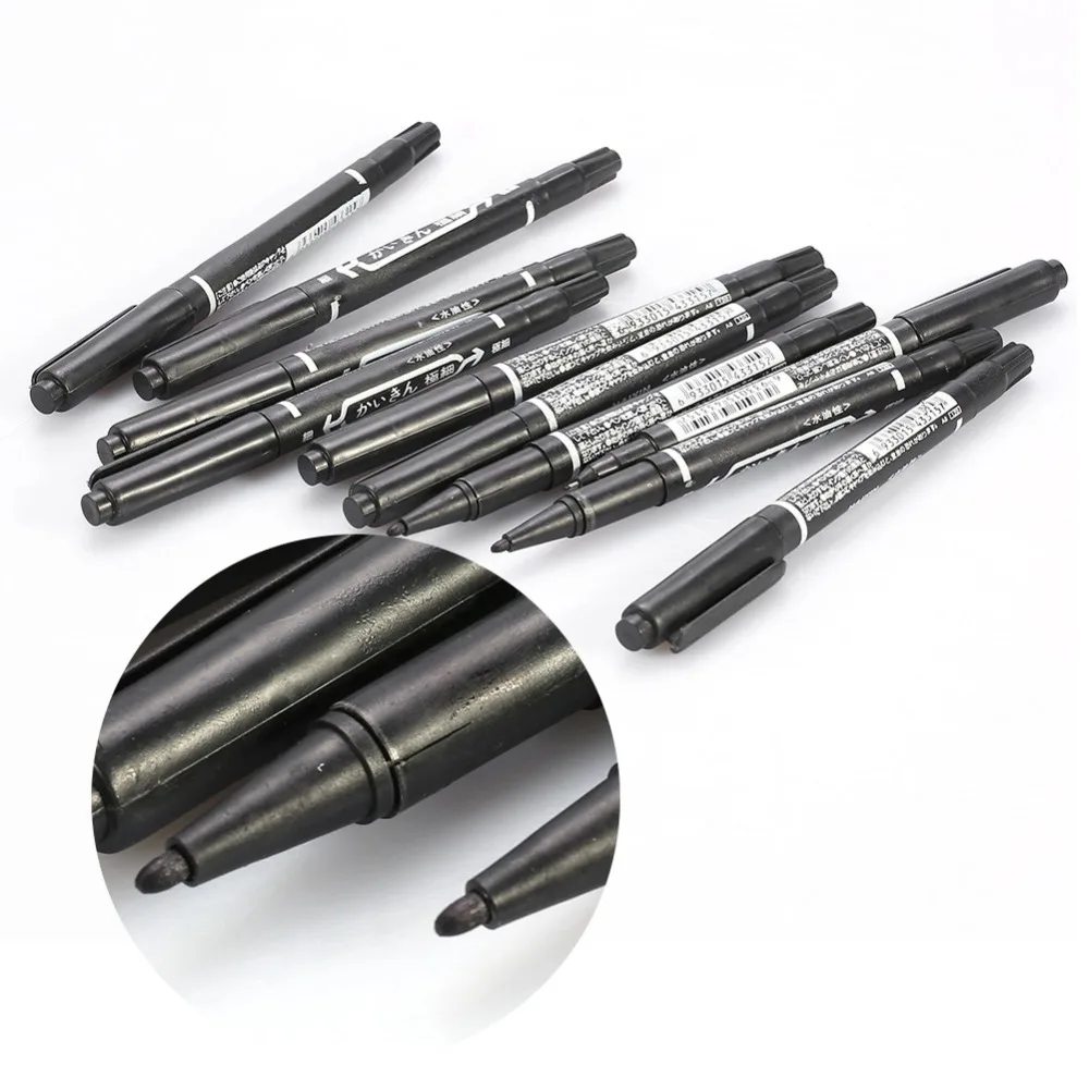 Stylo marqueur noir à double pointe pour tatouage, 10 pièces, Piercing, positionnement du corps, outils de marquage, tatouage, accessoires de