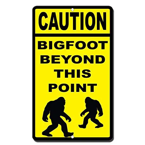 Caution Bigfoot Beyond This Point Metal Wall Poster Tin Sign Vintage BBQ Restaurant Dinner Room Cafe Shop Decor