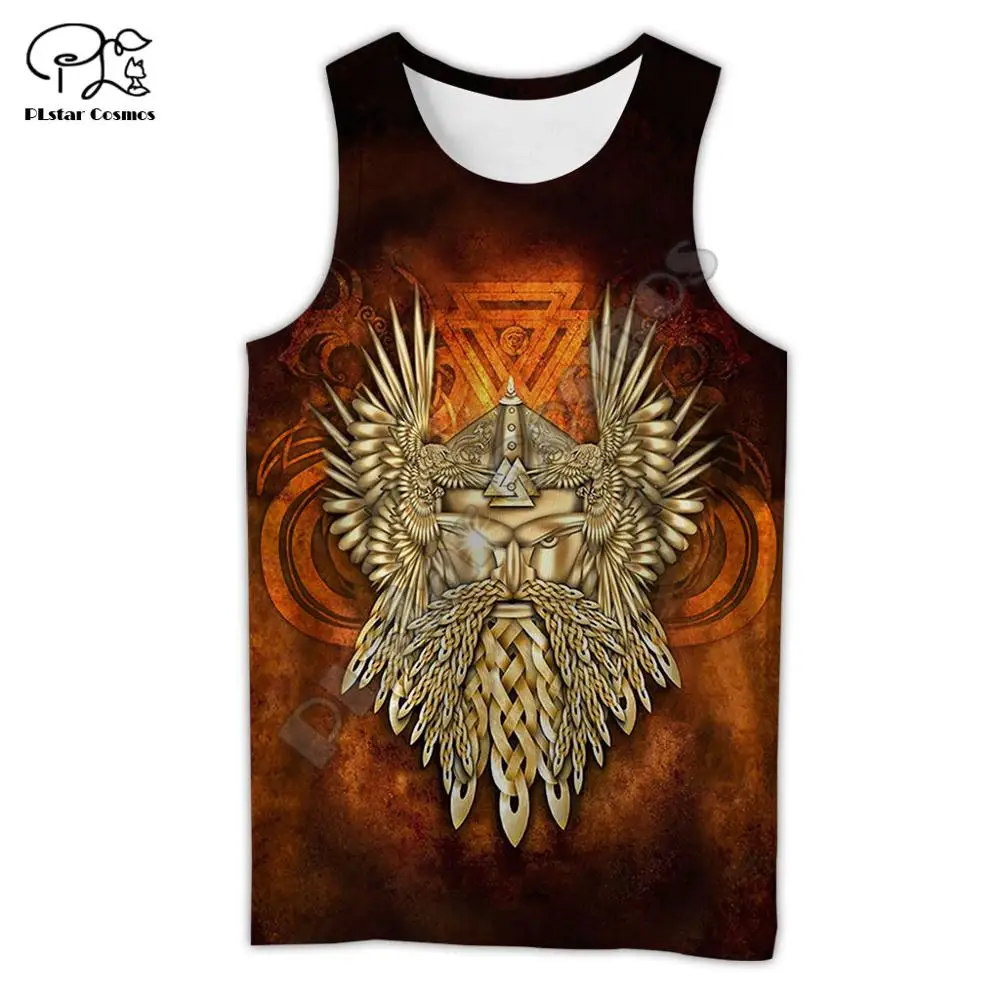 NewFashion Mythical Tattoo Warrior Valhalla God Odin Symbol Retro 3DPrint Summer Harajuku Casual Funny Vest Sleeveless TankTop B