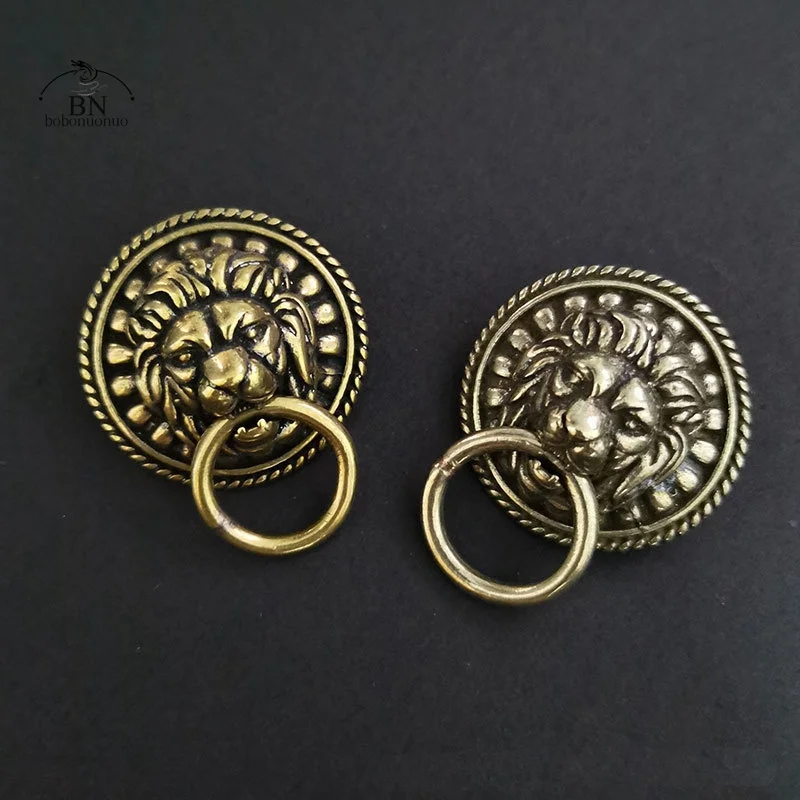 Vintage Copper lion Head Buckle Brass Screwback Rivet Clothes Button Punk Trendy DIY Accessories for Leather Jacket Belt Wallet