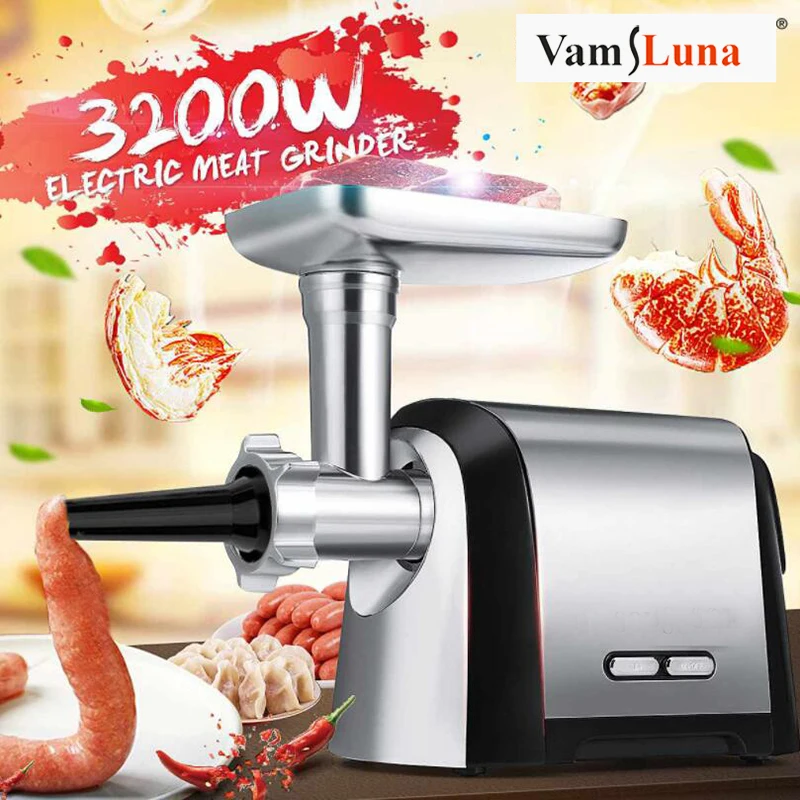 Heavy Duty 3200W Max Powerful Electric Meat Grinder Home Sausage Stuffer Meat Mincer Food Processor