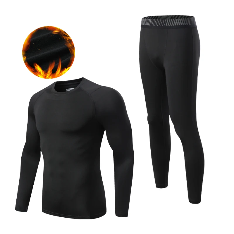 Tight Sport Sets Men Thermal Underwear Soccer Jersey Compression Gym Bodybuilding Suit Quick Dry Male Running Clothes