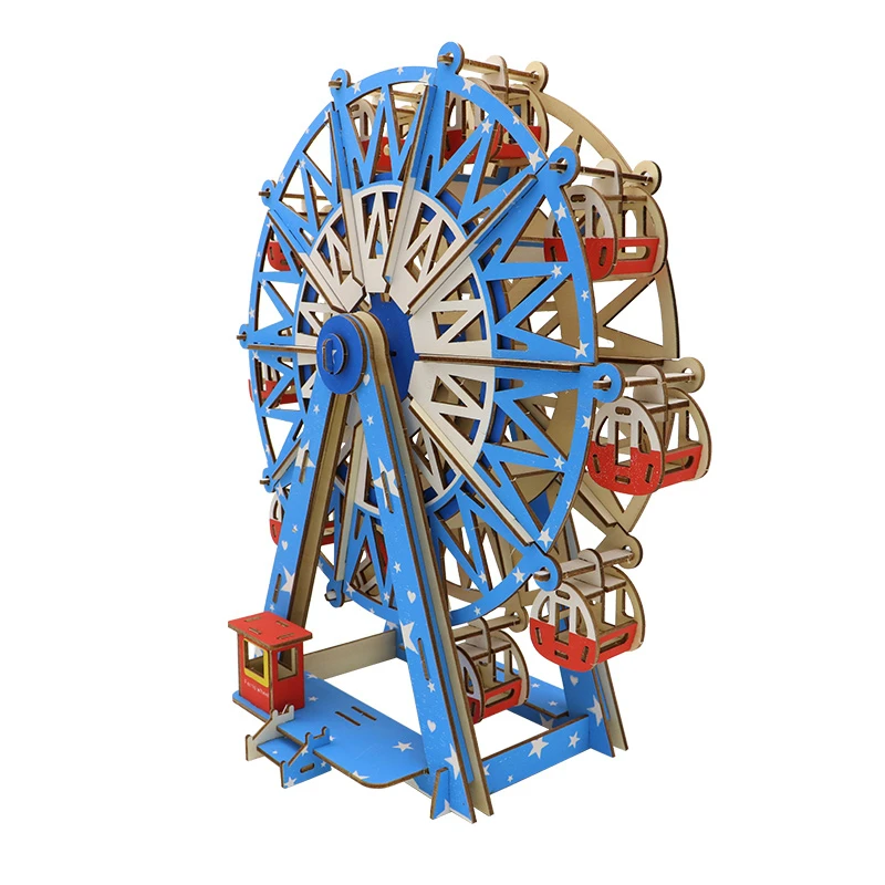 Kids 3D Wooden Puzzle Toys Laser Cutting Ferris Wheel Piano DIY Manual Assembly Educational Learning Wooden Toys For Children