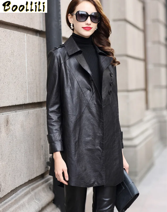 

Real Leather Boollili Jacket Woman Spring 2023 Vintage Sheepskin Long Coat Female Jacket Korean Biker Jackets Chaqueta Mujer